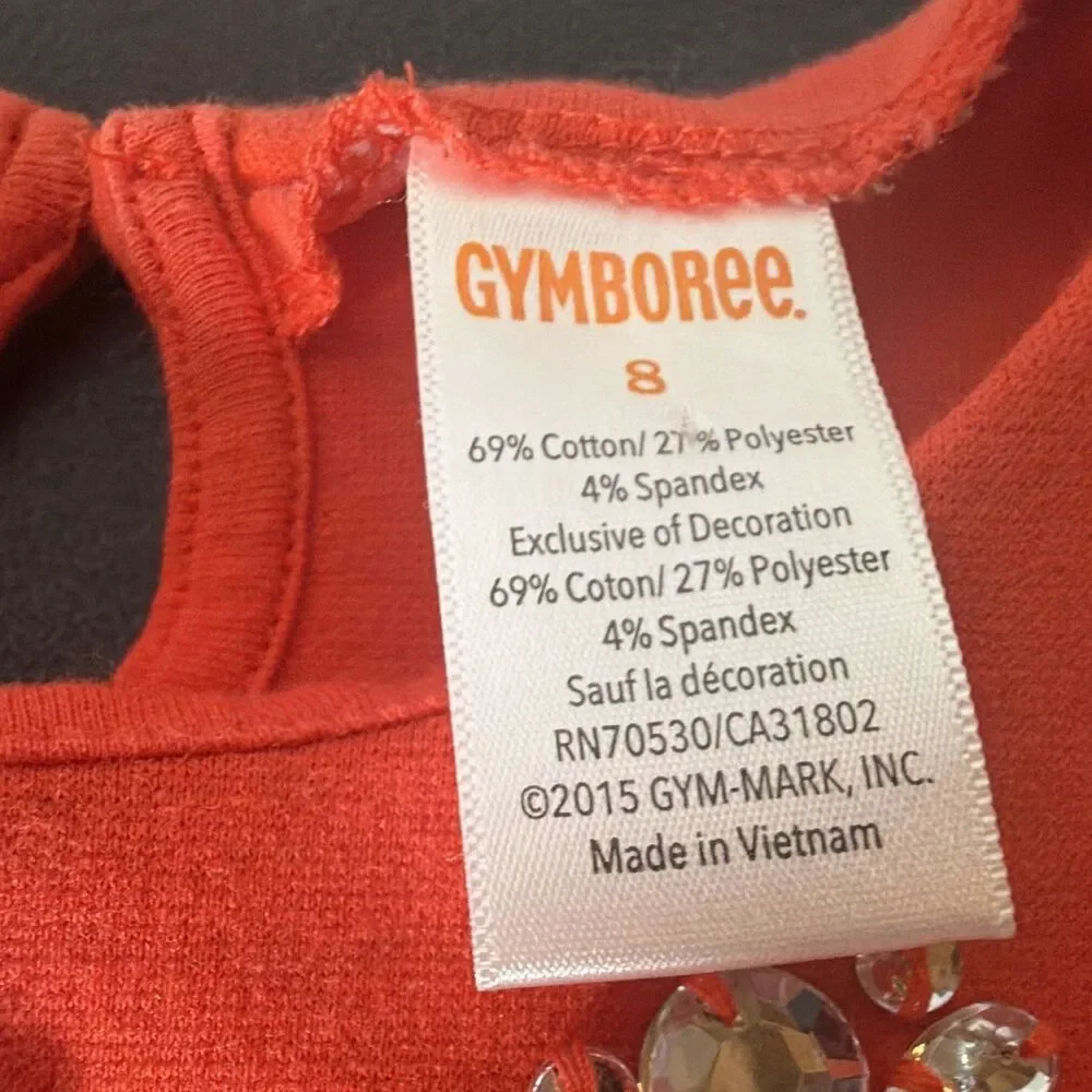 Gymboree Girls Size 8 Red Fit & Flare Knee Dress Short Sleeve Rhinestone